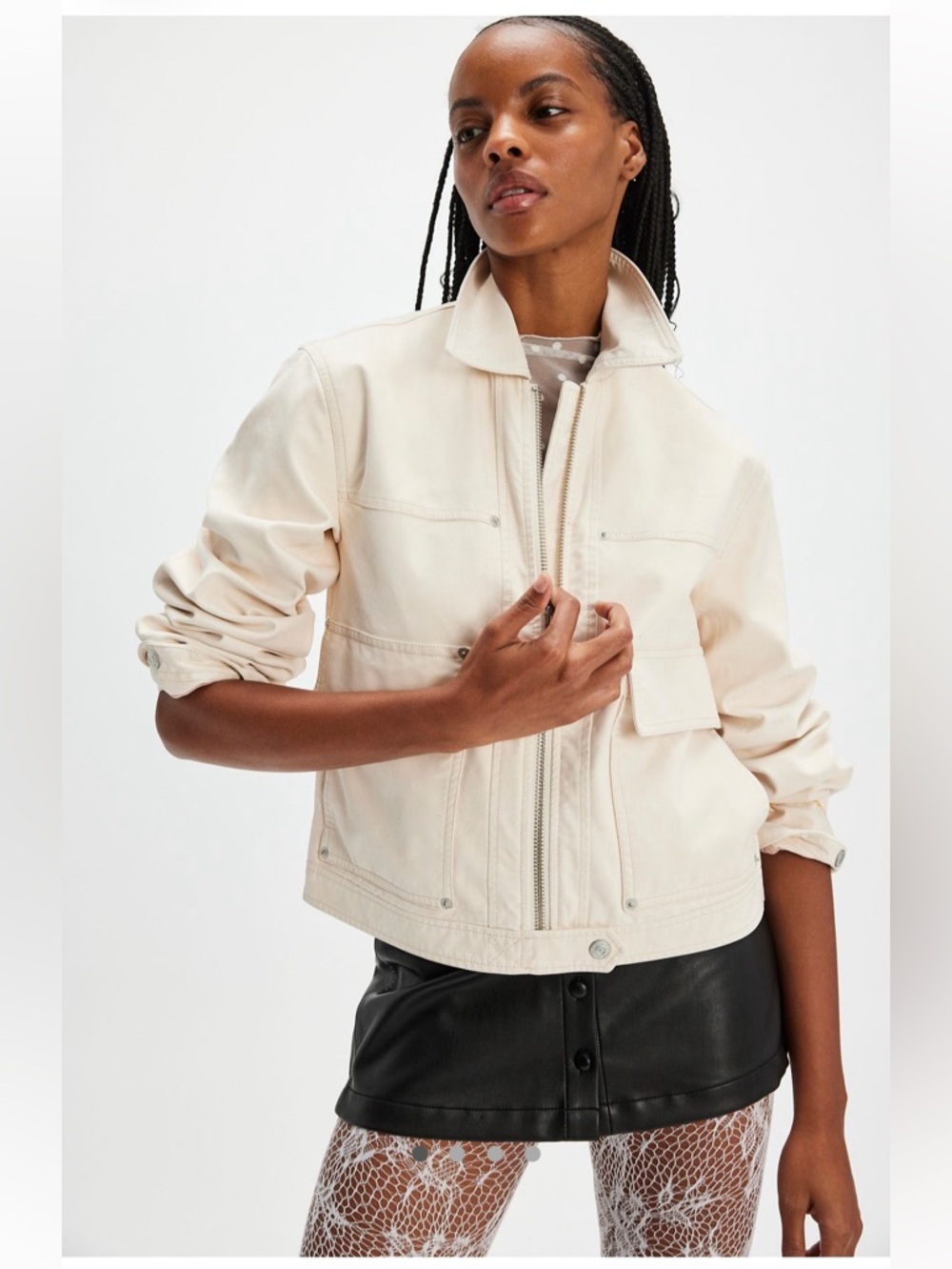 NWT We The Free Blair by Free People Vegan Suede Jacket in Sea Salt Size Small
